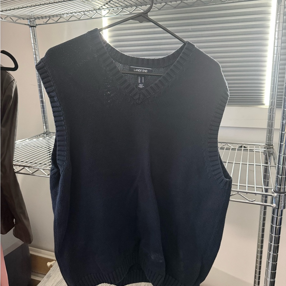 Lands' End Men's Dark Navy V-Neck Sweater Vest